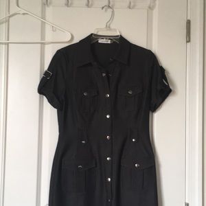 Snap-Up Calvin Klein Casual Dress, Charcoal Grey 6